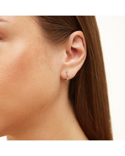 Spero London Metallic Seven Bead Sterling Hoop Earrings