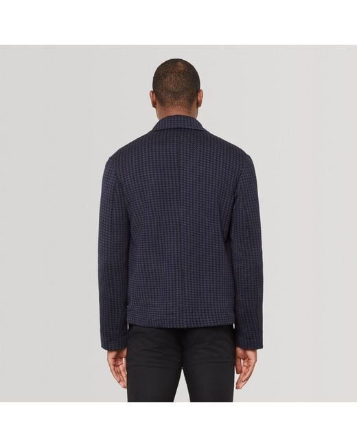 SEREN LONDON Blue Houndstooth Knitted Jacket for men