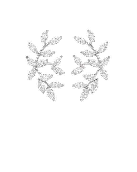 Maison De Gala White Leaf Vine Earrings