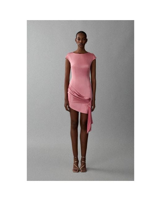 Aisl Pink Ruched Drape Cascade Mini Dress