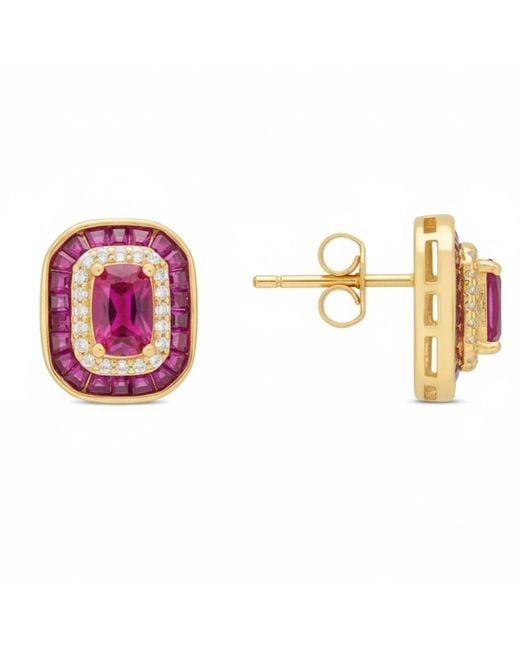 Latelita London Pink Great Gatsby Stud Earrings Ruby