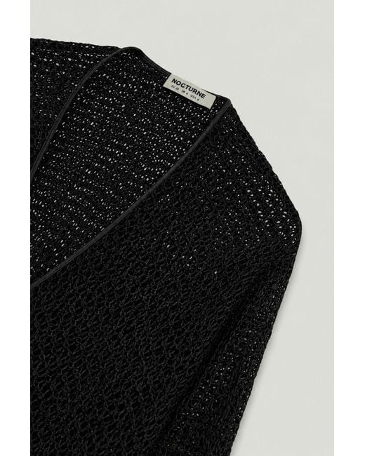 Nocturne Black Wrap Mesh Blouse