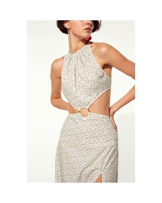 NAZLI CEREN White Eloise Ring-Embellished Cotton Dress