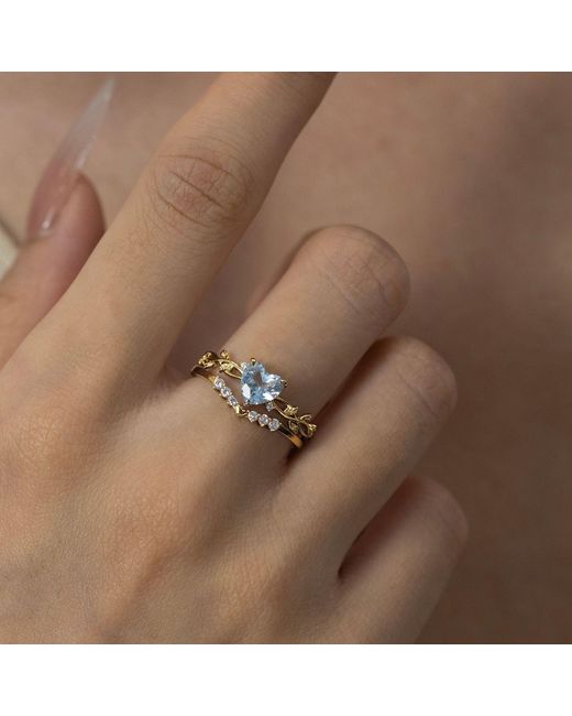 Azura Jewelry New York White Everlasting Heart Sky Topaz Ring Vermeil