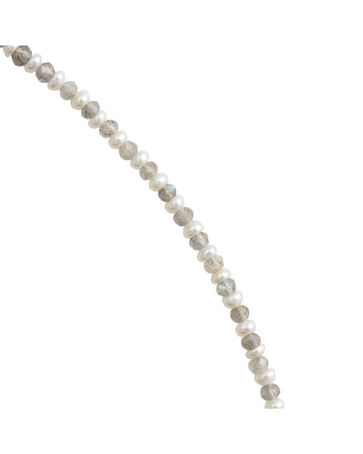 Bombyx House Metallic Birthstone April Pearl Labradorite Alternating Long Necklace