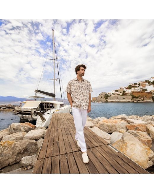 Haris Cotton Gray Linen Pants Marine for men