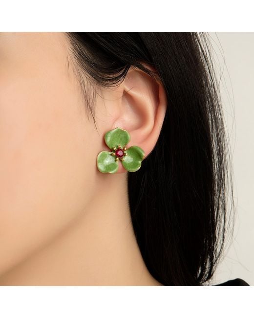 Milou Jewelry Green Light Petal Flower Earrings