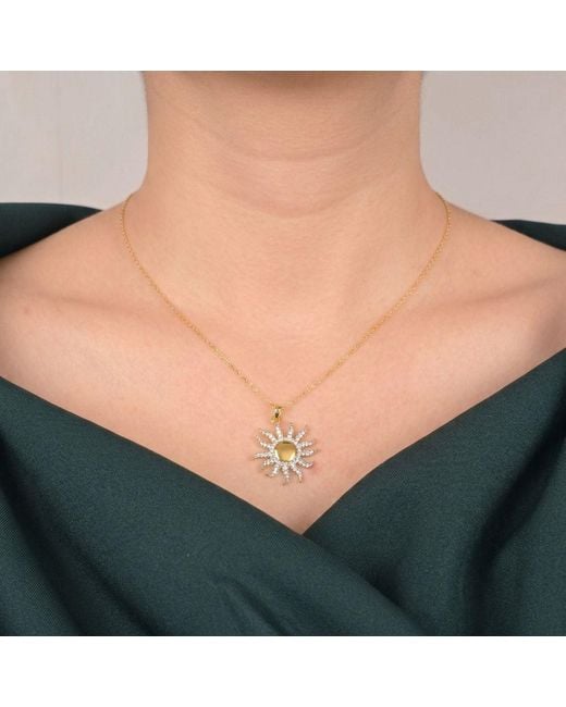 Harfi Metallic Plated Distant Sun Pendant Charm Necklace