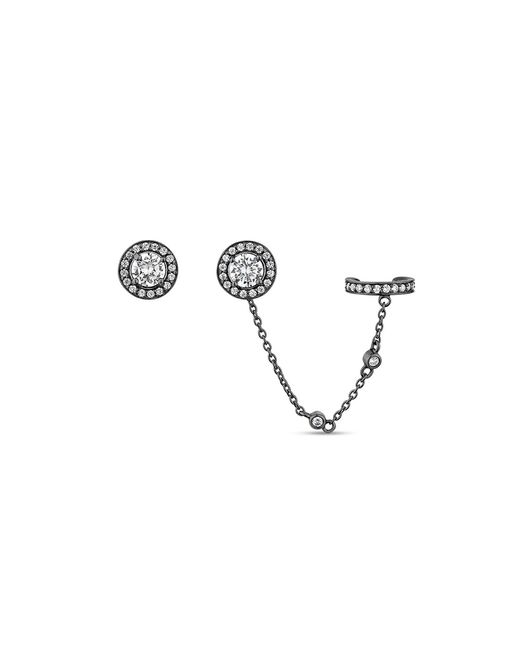 SALLY SKOUFIS Metallic Aliven Stud & Earcuff Set With Made Diamonds