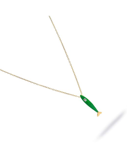 Ebru Jewelry Metallic Spirit Fish Enamel Necklace
