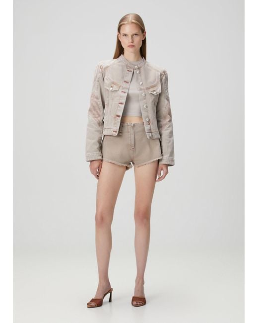 Pcfg Natural Neutrals Pure Cotton Faded Motorcycle Denim Jacket