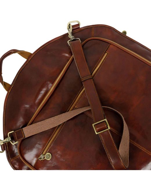 Time Resistance Brown Leather Garment Bag for men