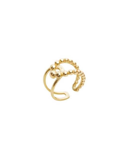 Spero London Metallic Beaded Intercepting Circle Sterling Adjustable Ring