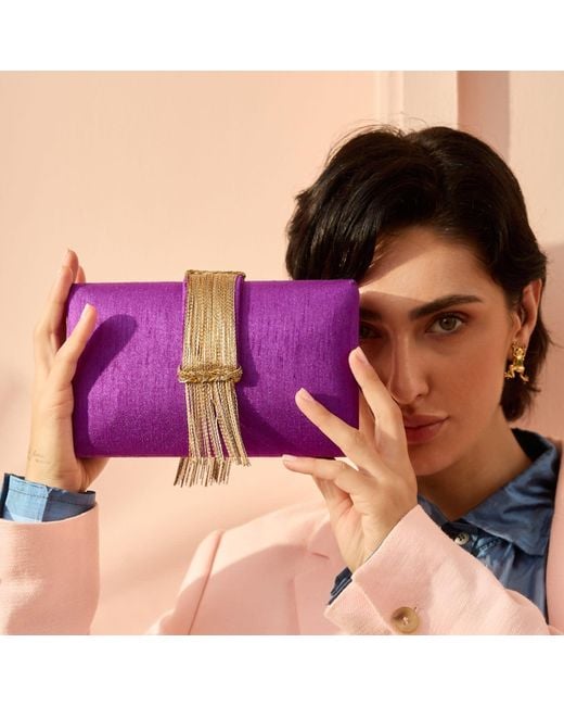 Simitri Purple Royal Fringe Clutch