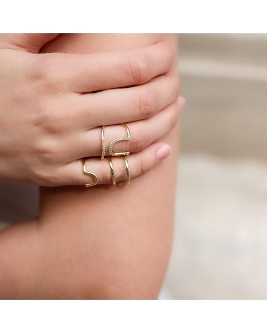 Spero London Metallic Sterling Open Cuff Pave Ring