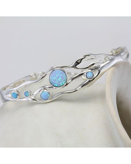 Isla Silver Blue Handmade Fire Opal Bracelet
