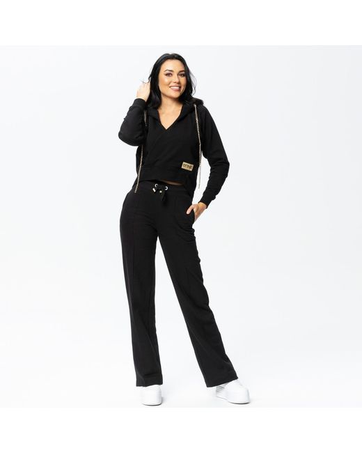 Otthie Black Wide-Leg Cosy Knitted Trousers