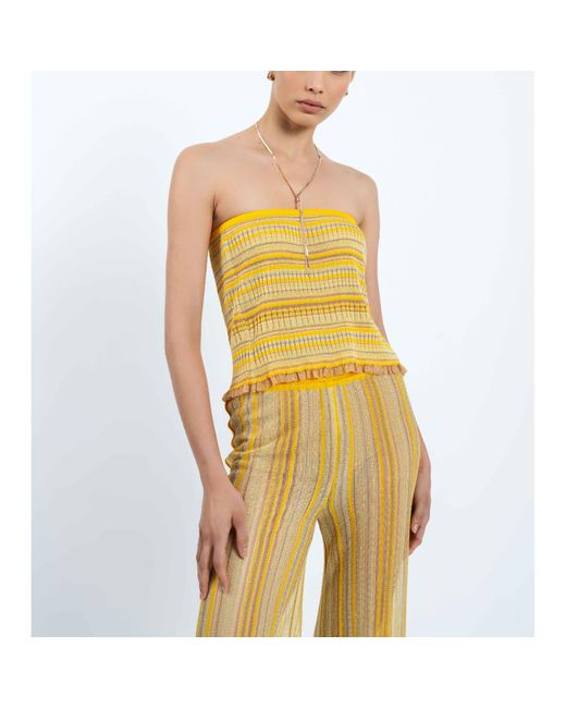 Kukhareva London Women's Yellow Mila Ribbed Knit Tube Top