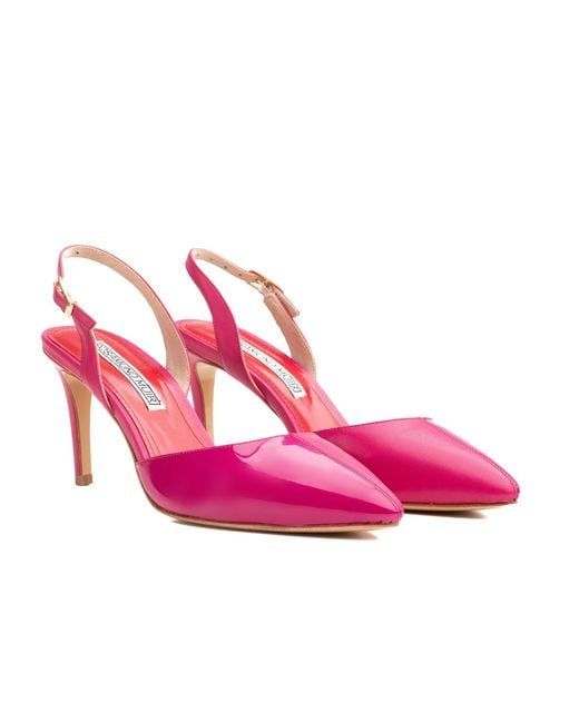 Rosamund Muir London Pink Augusta Fuchsia Duo-Texture Slingback Heels