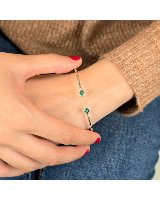 Harfi Metallic Dainty Emerald May Birthstone Sterling Bangle