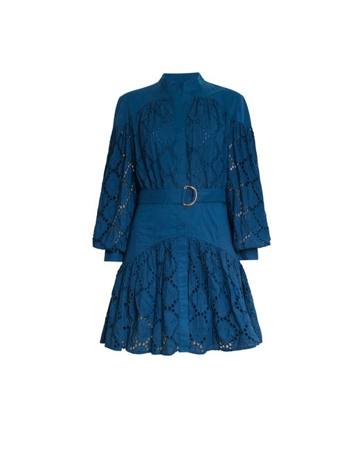 James Lakeland Blue Broderie Anglaise Short Dress