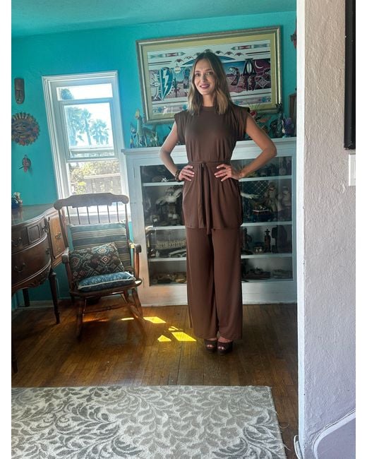 Jennafer Grace Brown Cacao Ribbed Lounge Set