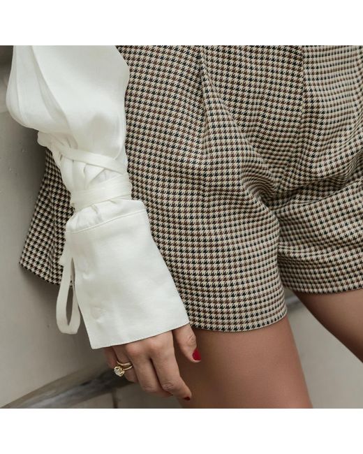 Mandragora Gray Houndstooth Shorts Retto