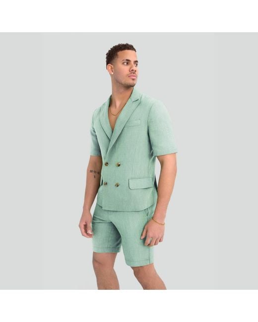 Maui X Lolita Green Gio Seersucker Tailored Short Set for men