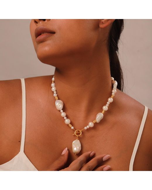 GEM BAZAAR Metallic Baroque Pearl Pendant