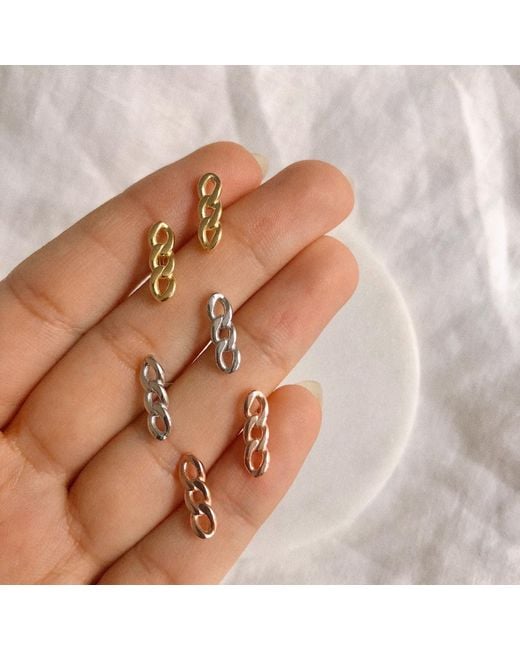 Spero London Pink Three Chain Sterling Stud Earring