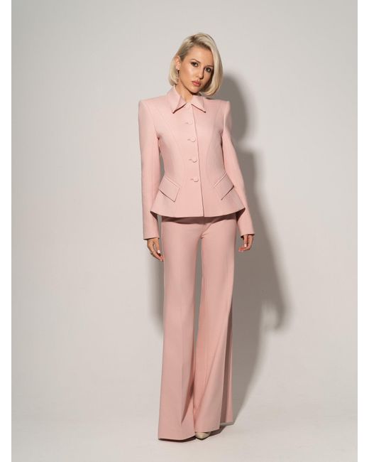 Tia Dorraine Pink Flared Trousers With Adjustable Waist