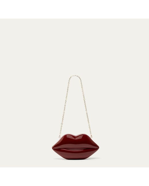 Lulu Guinness Red Garnet Medium Lips Clutch Bag
