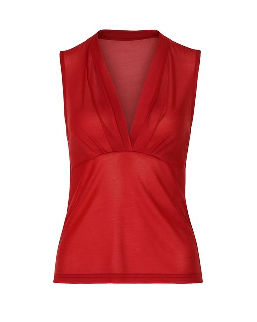 Conquista Red Sleeveless V-Neck Top – Viscose Jersey