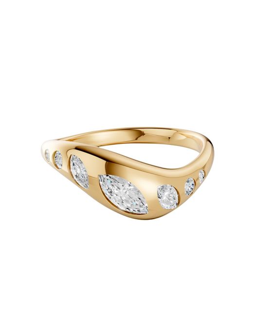 Aya Fine Jewelry Metallic 0.52 Ctw Lab Grown Diamond Ring Marquise & Round Brilliant Band