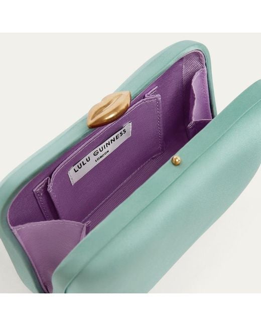 Lulu Guinness Green Sea Foam Satin Hayworth Clutch Bag