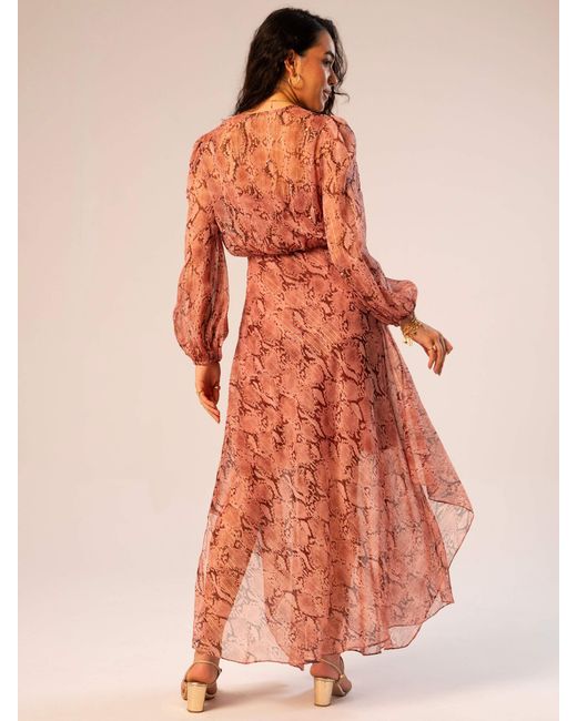 Rose & Nancy Red Mali Pretty Snake Print Maxi Dress