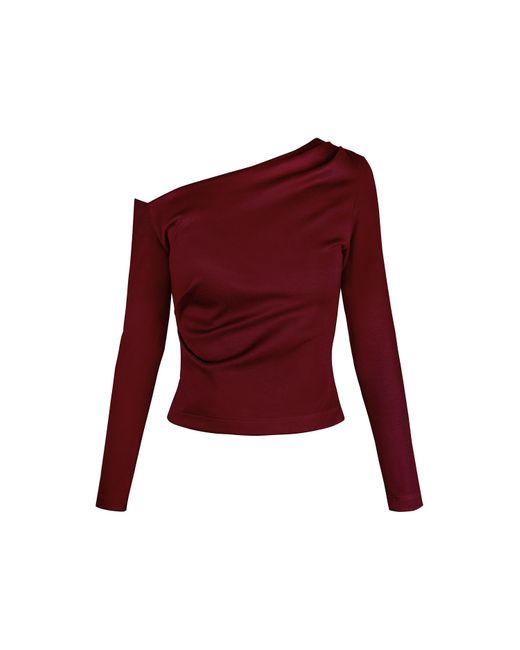 ALINA CERNĂTESCU Red Malbec Set Viscose Burgundy Elegant Work-To-Evening Long Sleeve Top & High-Waisted Pleated Trousers Wth Pockets