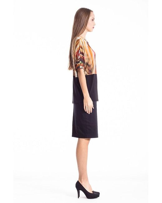 Conquista Orange Abstract Animal Print Top