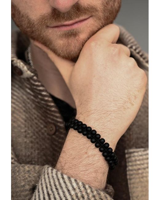 Starfish Project Black Helix Matte Agate Rope Beaded Bracelet for men