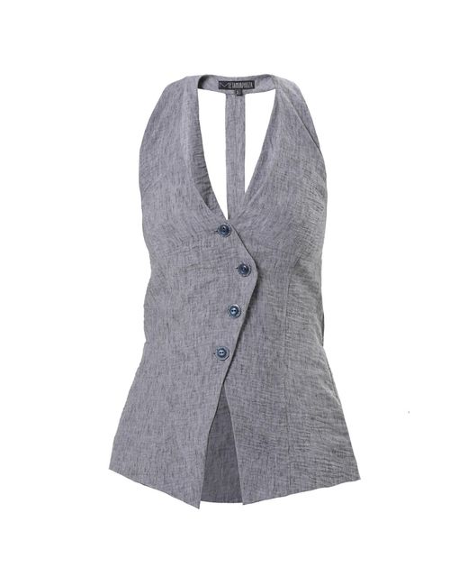 Metamorph Gray Sleeveless Linen Top