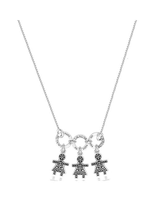 Unaloe Metallic Sterling Necklace With Three Baby Star Charms Representing Three Girls