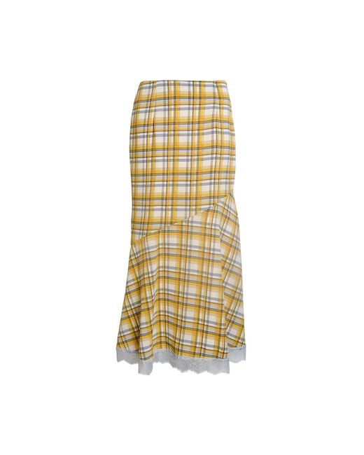 Amy Lynn Metallic Sunnie Plaid Asymetric Lace Trim Skirt
