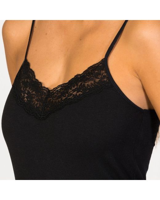 Zd - Zero Defects Black Afrodita Lace Spaghetti Top V-Neck – Silky Softness & Breathability
