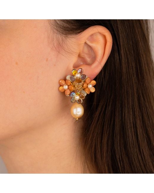 Oana Savu Blue Bridal Earrings Bride Flower Sterling Ear Studs