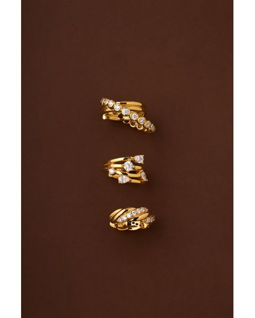 Vanhi Metallic Vina Crystal Bezel Ear Cuff
