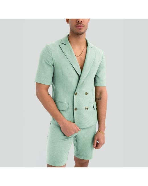 Maui X Lolita Green Gio Seersucker Tailored Short Set for men