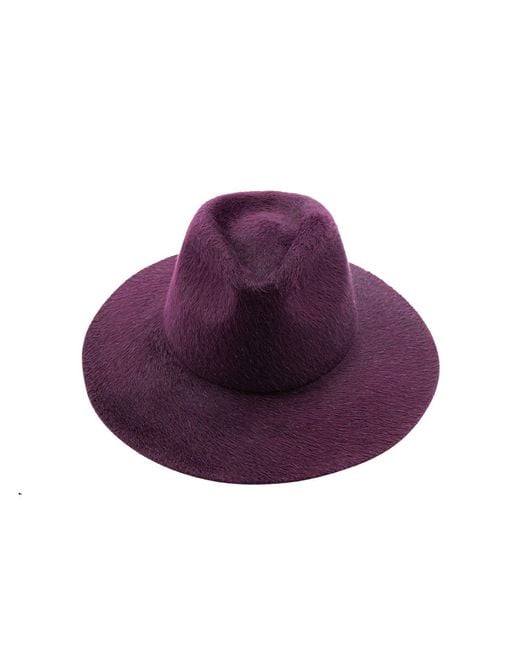 DORIA 1905 Purple Burgundy Melousine Lapin Felt Wide-Brimmed Hat