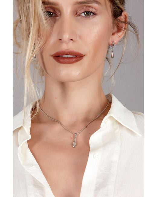 Lucy Quartermaine White Skinny Drop Pendant With Topaz