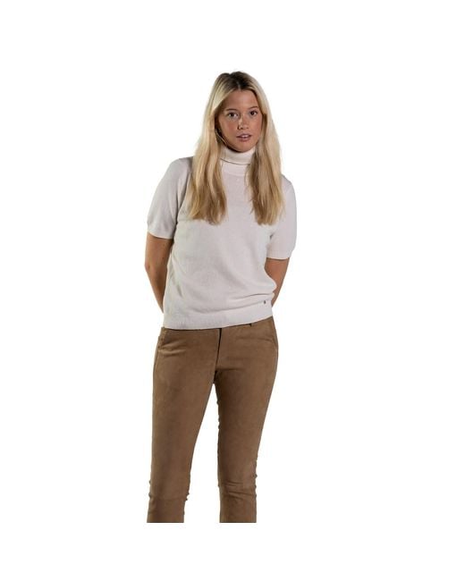 tirillm White Alexa Short Sleeve Turtle Pullover