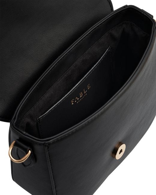 Fable England Black Beth Saddle Crossbody Bag